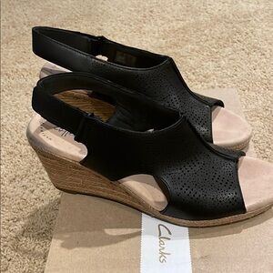 In box: Clark’s lafley Rosen espadrille wedges